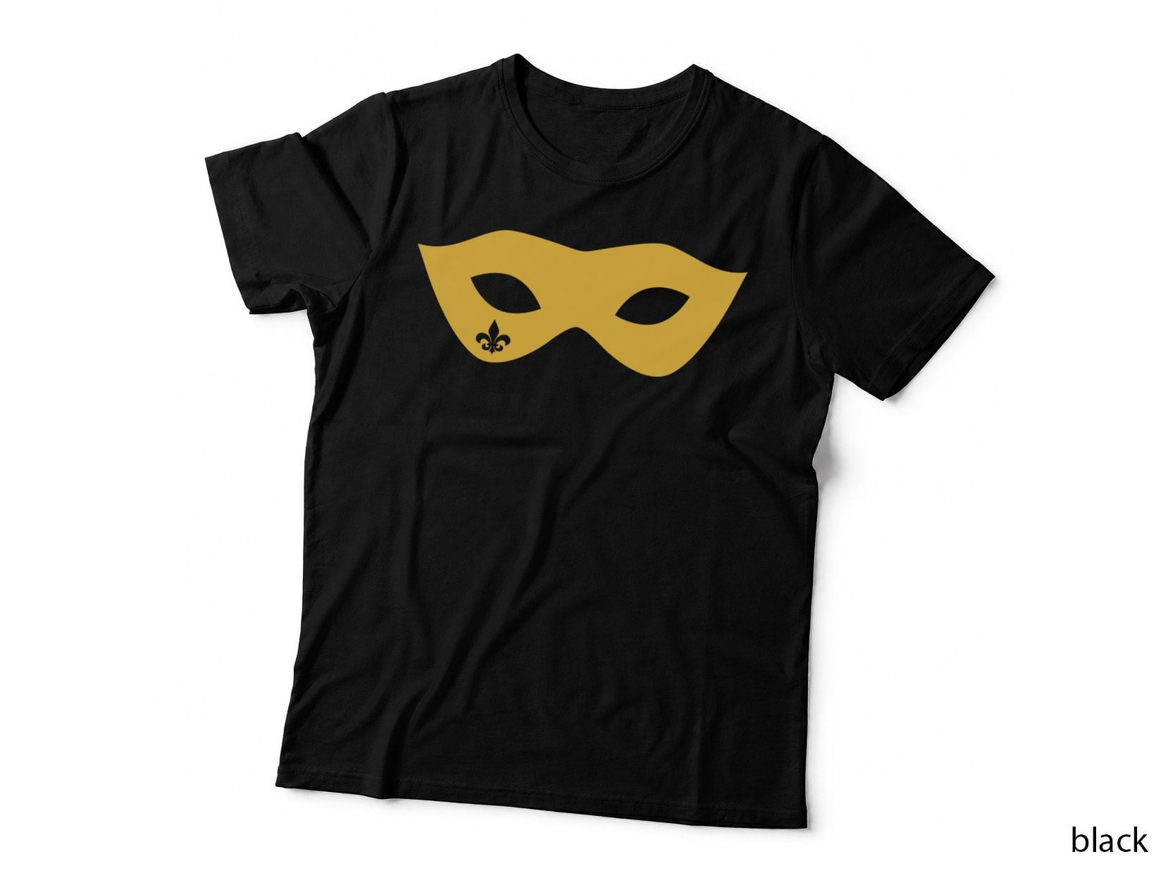 Yellow Venetian Mask with Fleur-De-Lis Mardi Gras T-Shirt