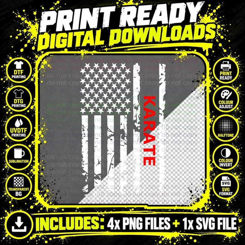 American Karate Martial Arts T-Shirt Png SVG Digital Bundle