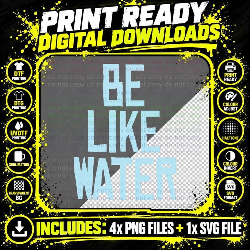 Be Like Water - Karate Taekwondo Mixed Martial Arts Kung Png SVG Digital Bundle