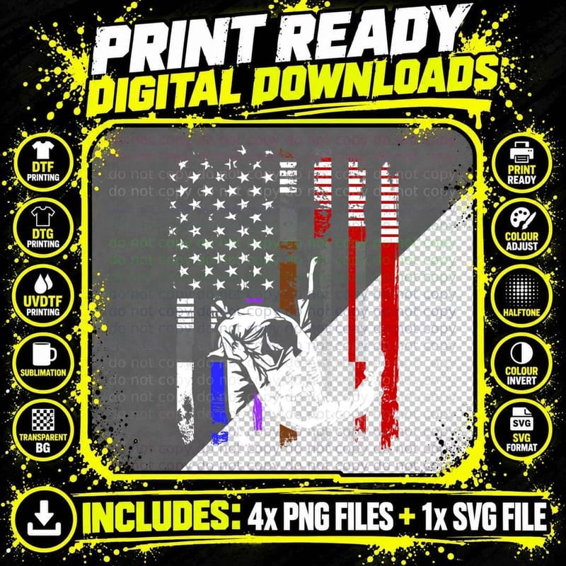 Brazilian Jiu Jitsu Stars & Stripes Rank BJJ Flag T-Shirt Png SVG Digital Bundle