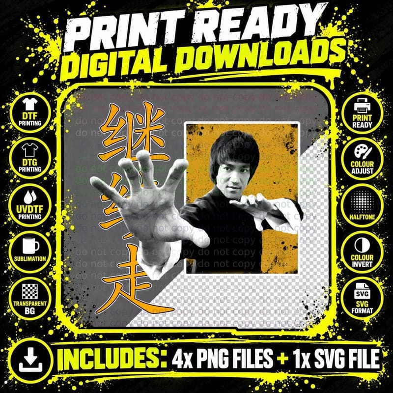 Bruce Lee Martial Arts T-Shirt, Kung Fu Style Png SVG Digital Bundle