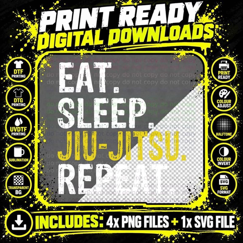Eat Sleep Jiu-Jitsu Repeat Gift T-Shirt Png SVG Digital Bundle