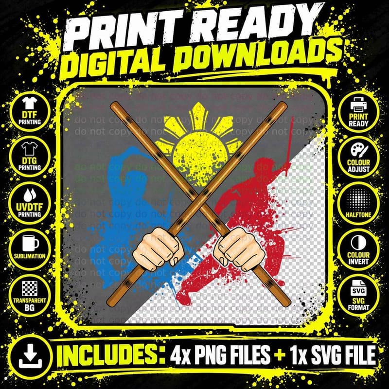 Eskrima Arni Kali Martial Arts Philippines.filipino Png SVG Digital Bundle