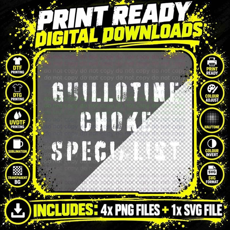 Guillotine Choke Specialist Mixed Martial Arts Combat Png SVG Digital Bundle