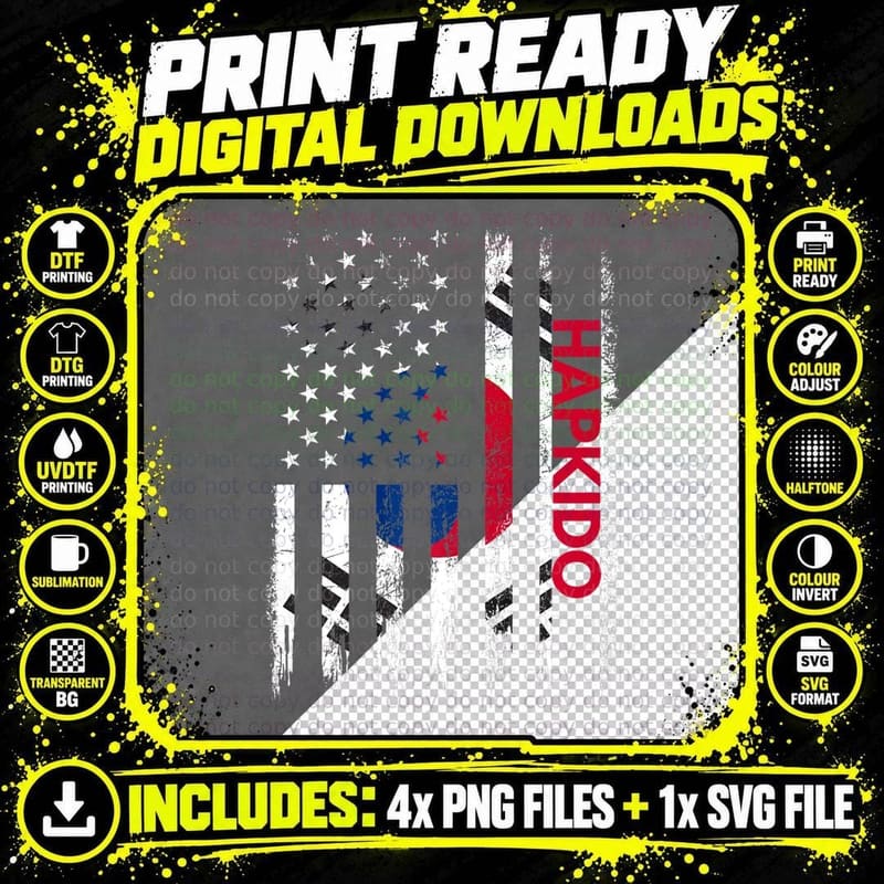 Hapkido Karate Martial Arts Training Korean Flag Png SVG Digital Bundle