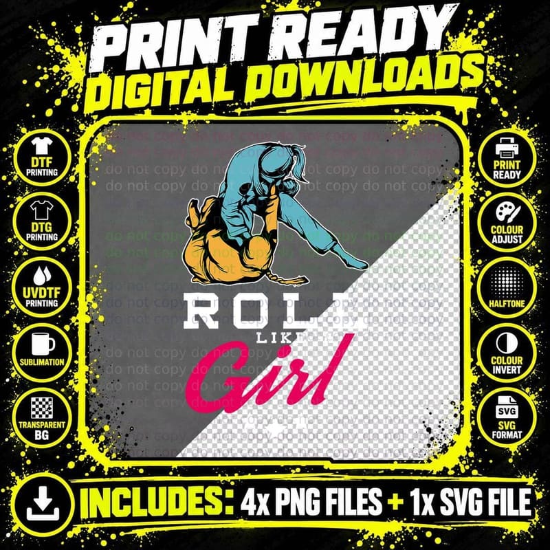 Jiu Jitsu Shirts Girl, Martial Arts Tee Png SVG Digital Bundle