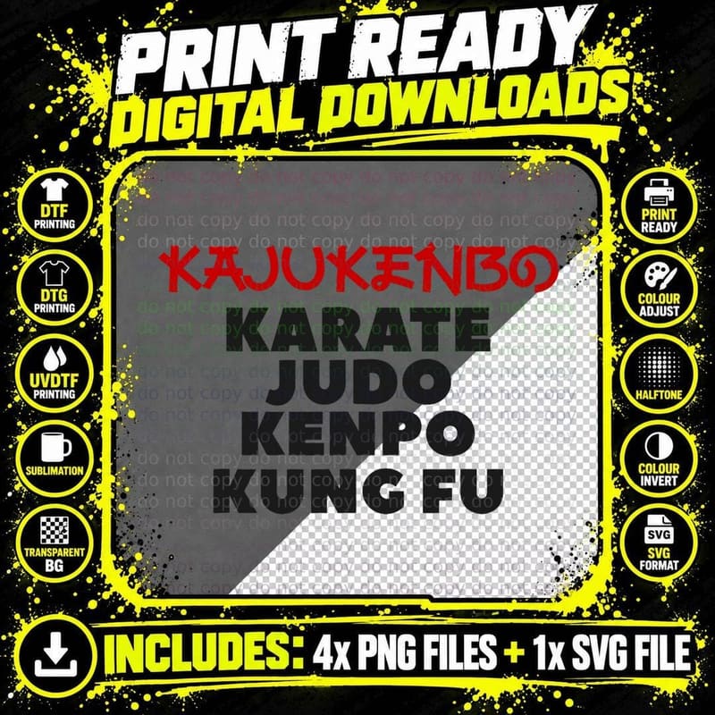 Kajukenbo Karate Judo Kenpo Kung Fu Martial Arts T-Shirt Png SVG Digital Bundle