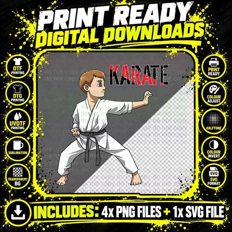 Karate Boy - Kid Karate Martial Arts T-Shirt Png SVG Digital Bundle