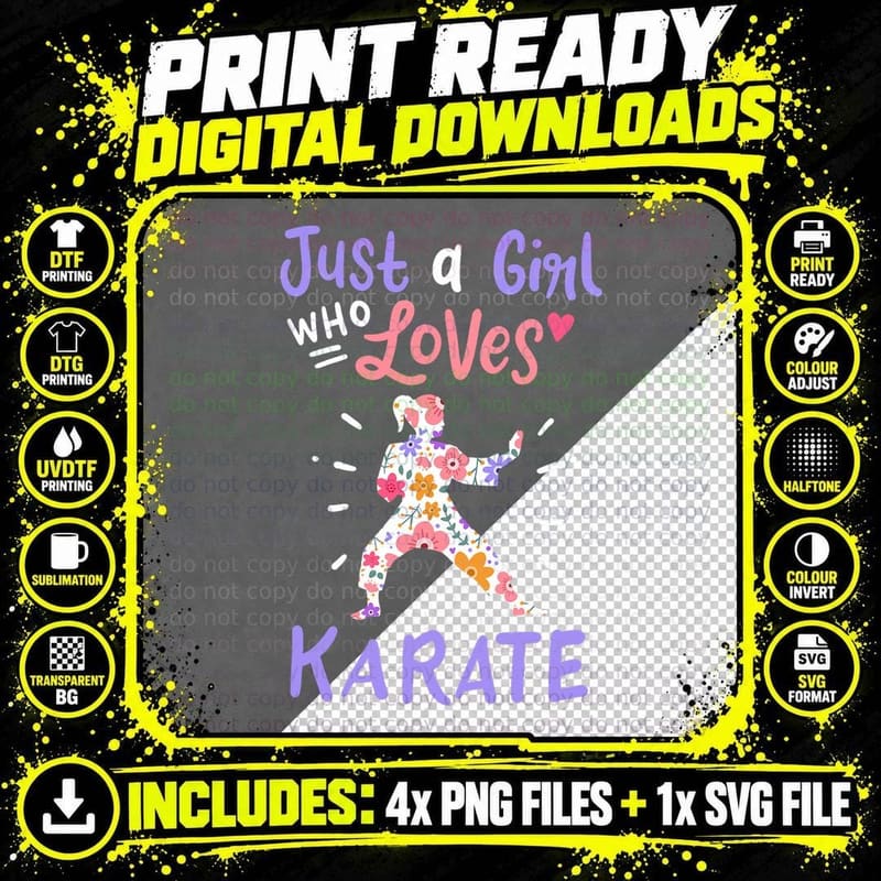 Karate Just a Girl Who Loves Karate Gift T-Shirt Png SVG Digital Bundle