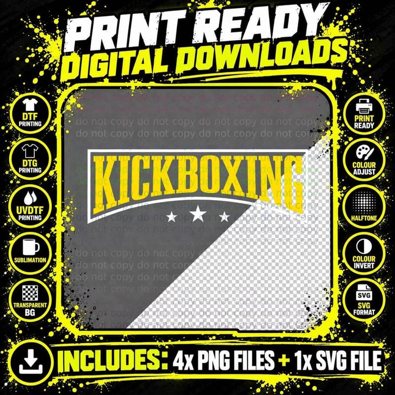 Kickboxer Martial Arts Kickboxing T-Shirt Png SVG Digital Bundle