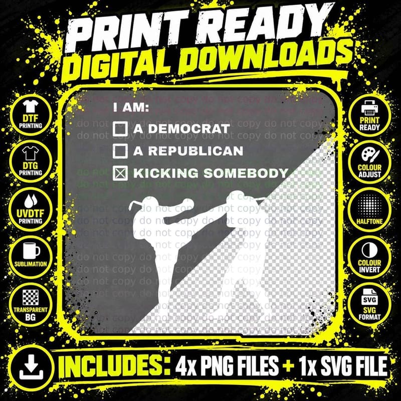 Kicking Somebody - Muay Thai Kickboxing Mixed Martial Png SVG Digital Bundle