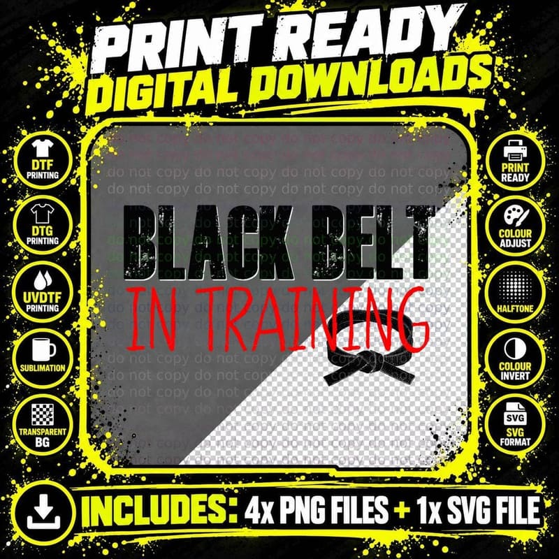 Kids Taekwondo Shirt Black Belt in Training Karate Png SVG Digital Bundle