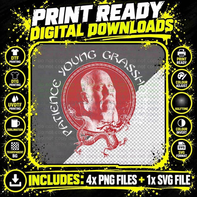 Kung Fu - Patients Young Grasshopper T-Shirt Png SVG Digital Bundle