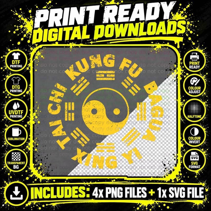 Kung Fu Tai Chi Xing Yi Bagua Chinese Martial Arts Png SVG Digital Bundle