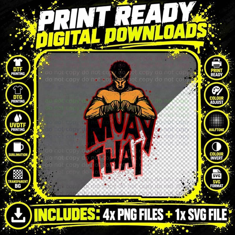 Mixed Martial Arts Muay Thai Martial Art T-Shirt Png SVG Digital Bundle