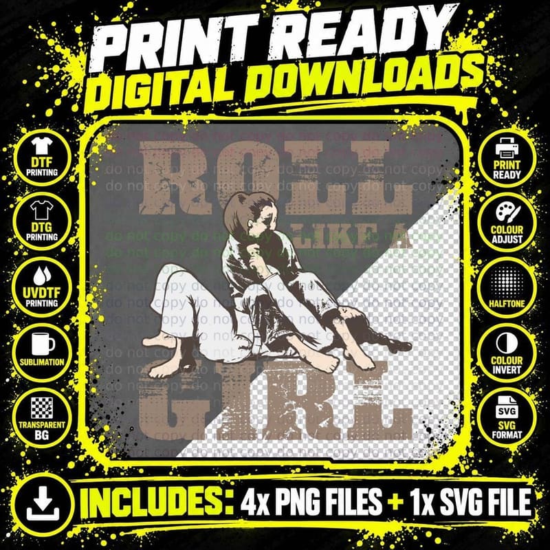 Roll Like a Girl Shirt Cute Brazilian Martial Arts Gift Png SVG Digital Bundle