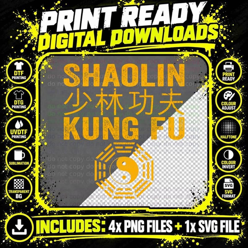 Shaolin Kung Fu Martial Arts Kung Fu T-Shirt Png SVG Digital Bundle