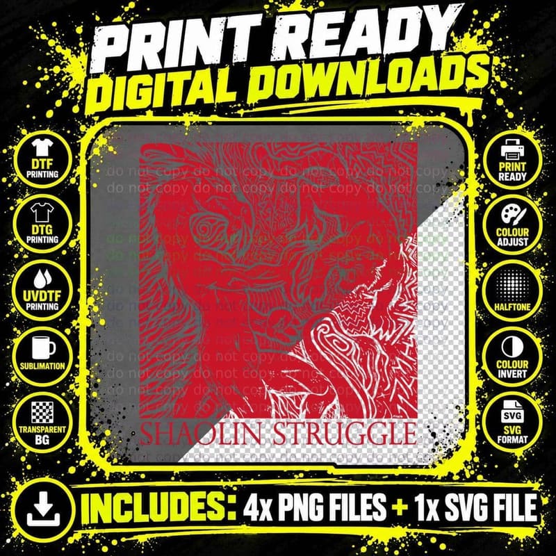 Shaolin Struggle, the Shirt Made for Martial Artists Png SVG Digital Bundle