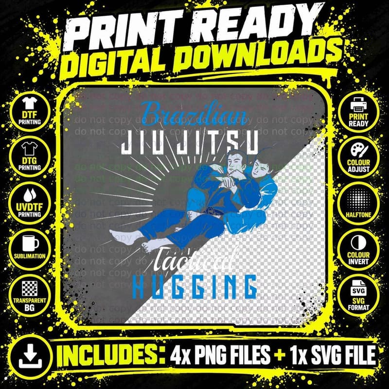 Tactical Hugging Brazilian Jiu Jitsu Fighting Martial Png SVG Digital Bundle