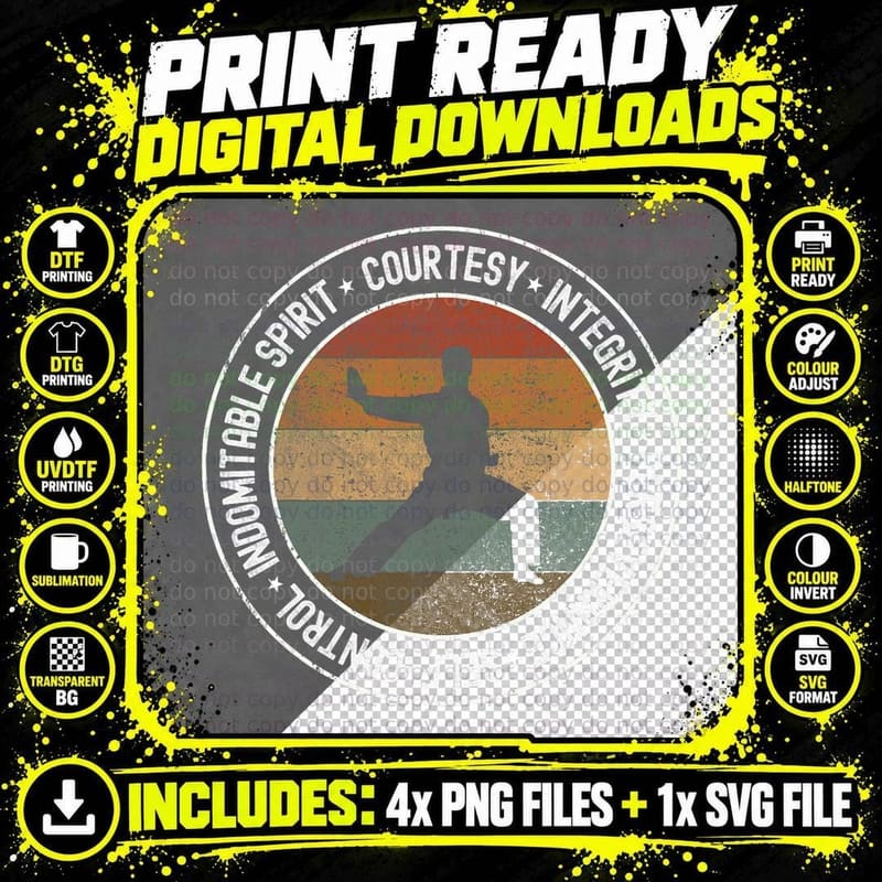 Taekwondo 5 Tenets Martial Arts Taekwondo Uniform Kids Png SVG Digital Bundle