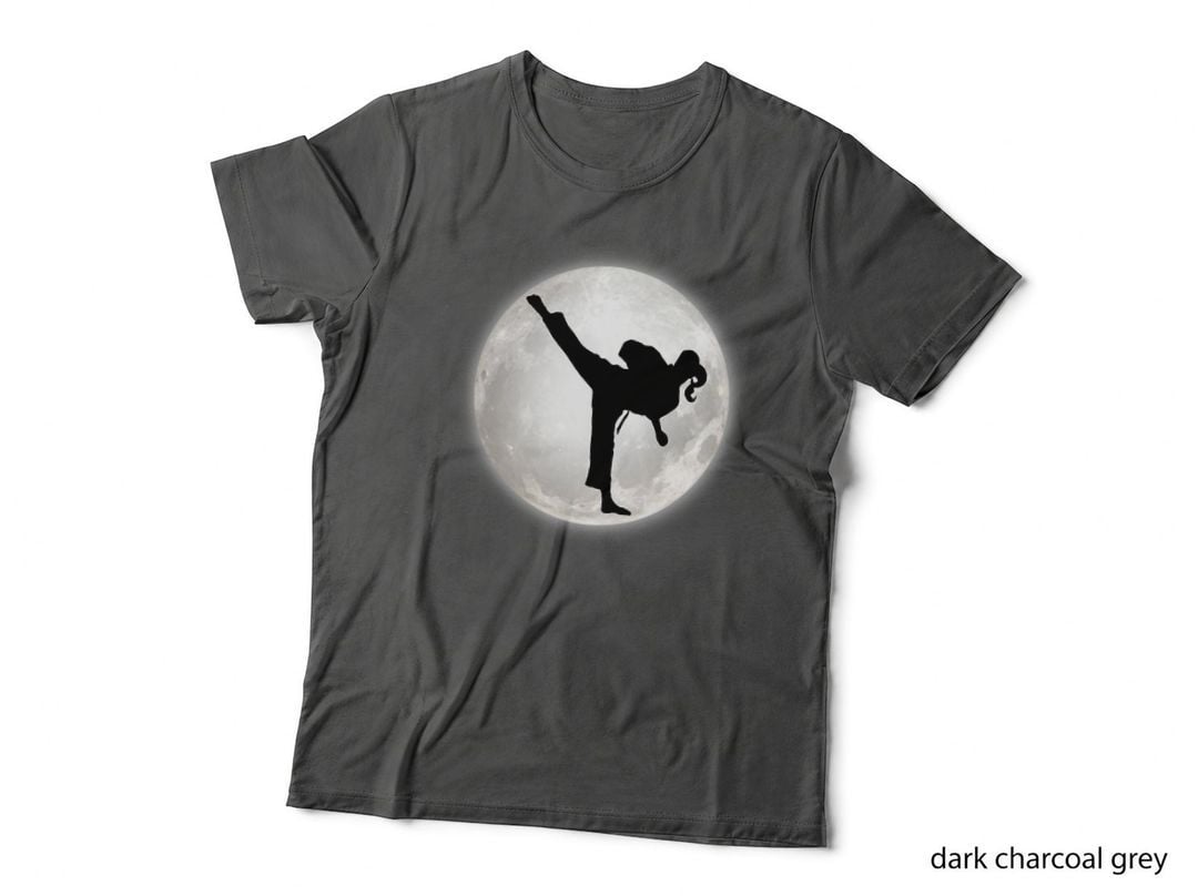 Taekwondo Girl in the Moon T-Shirt for Girls the Kick T-Shirt