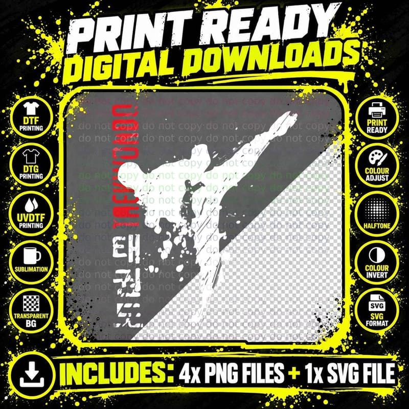 Taekwondo Martial Arts Tshirt Png SVG Digital Bundle