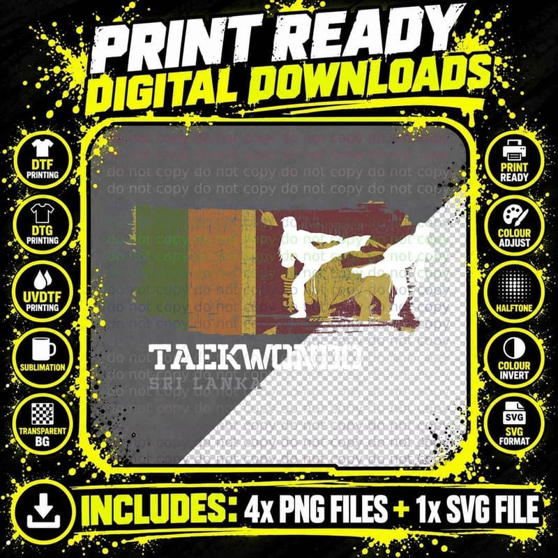 Taekwondo Sri Lanka Combat Sports Martial Arts T-Shirt Png SVG Digital Bundle