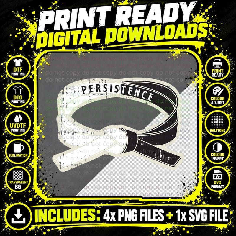 Taekwondo Tenet Persistence Black Belt Martial-Arts Png SVG Digital Bundle