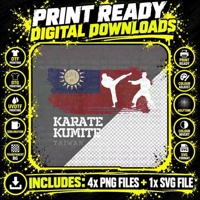 Taiwan Karate Kumite Martial Arts Karate, Martial T-Shirt Png SVG Digital Bundle