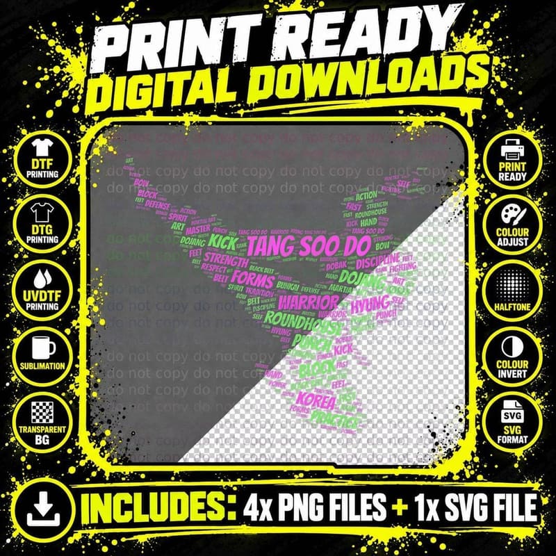 Tang Soo Do Girls Karate Martial Arts Training Word Png SVG Digital Bundle