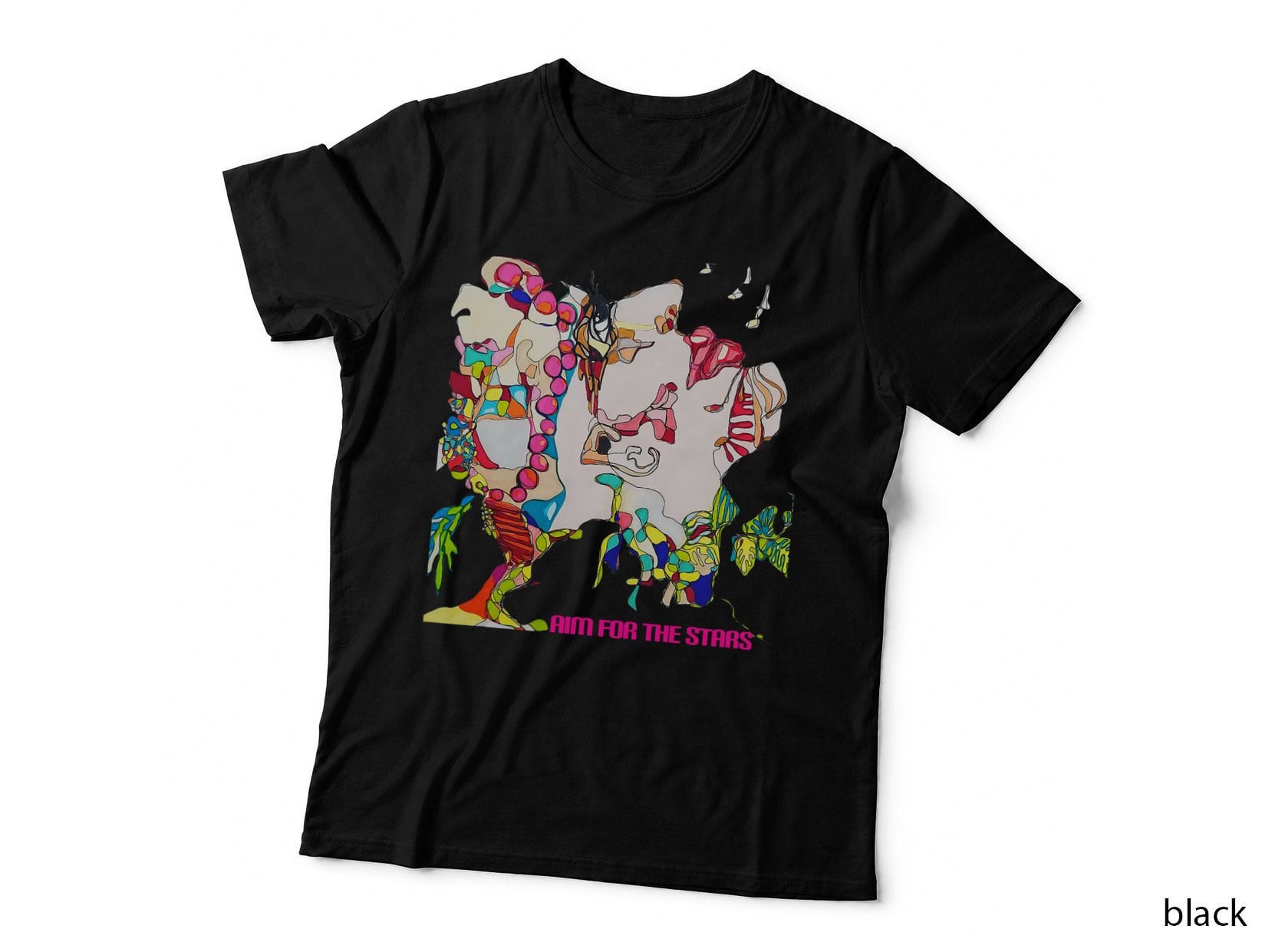 Aim for the Stars Abstract Art Tee with Positive Vibes T-Shirt