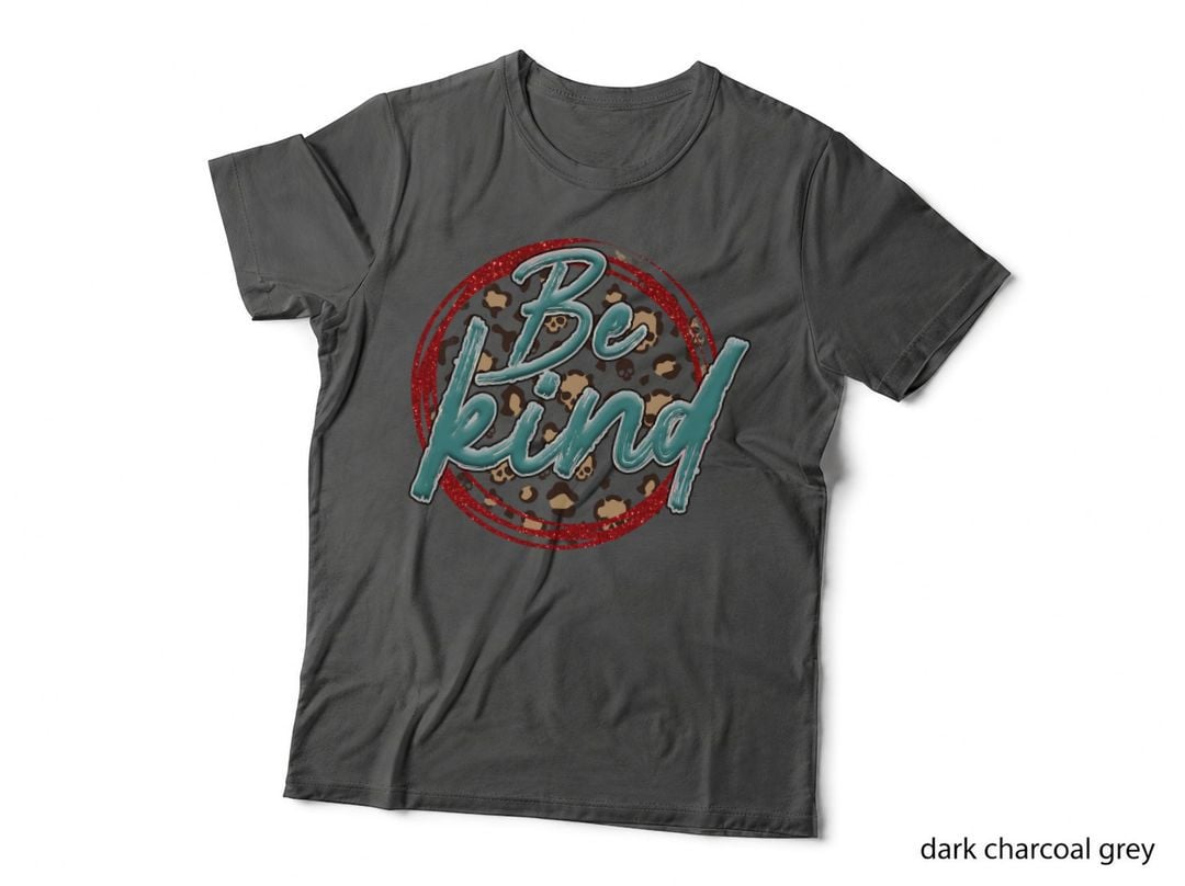 Be Kind Inspirational Motivational T-Shirt, Leopard Print Circle with Red