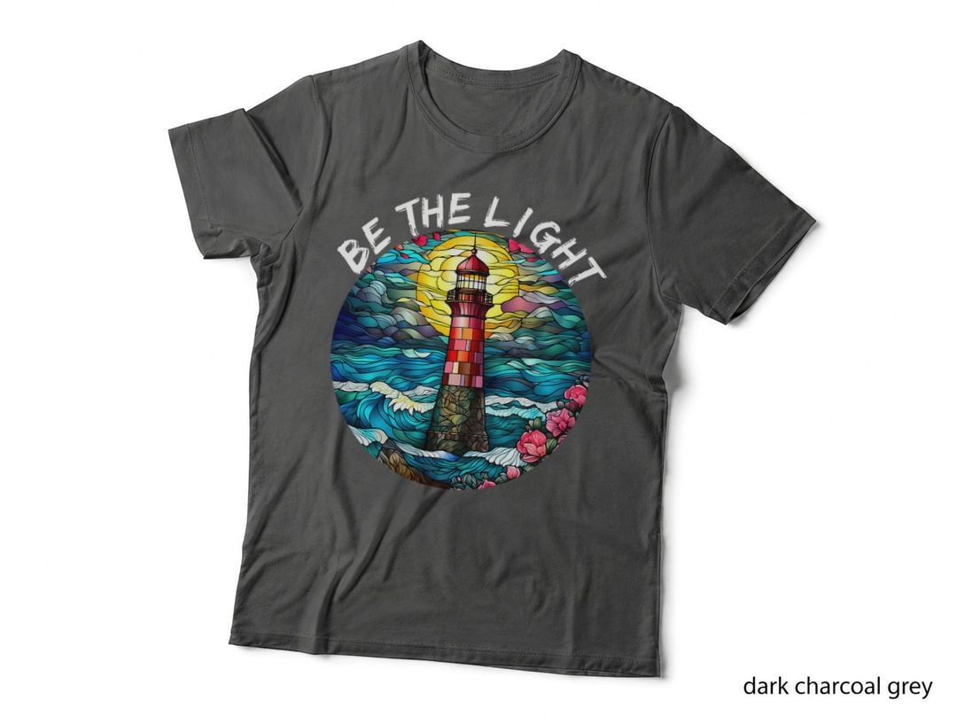 Be the Light Stained Glass Lighthouse Motivational Quote T-Shirt