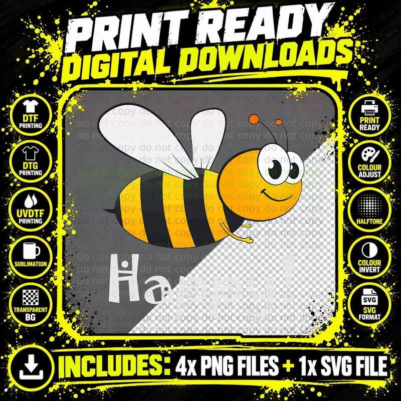 Bee Happy Mens Kids, Unisex Bee, Positive Vibes Png SVG Digital Bundle