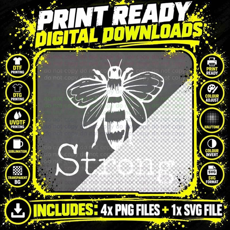 Bee Strong Women Cute Bee Graphic Shirt Inspirational Png SVG Digital Bundle