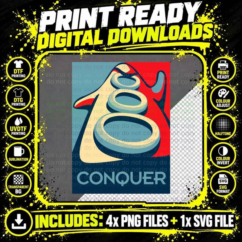 Conquer T-Shirt, Bold Typography Design Png SVG Digital Bundle