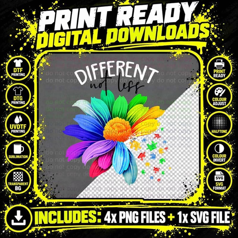 Different Not Less Shirt, Celebration, Advocate Png SVG Digital Bundle