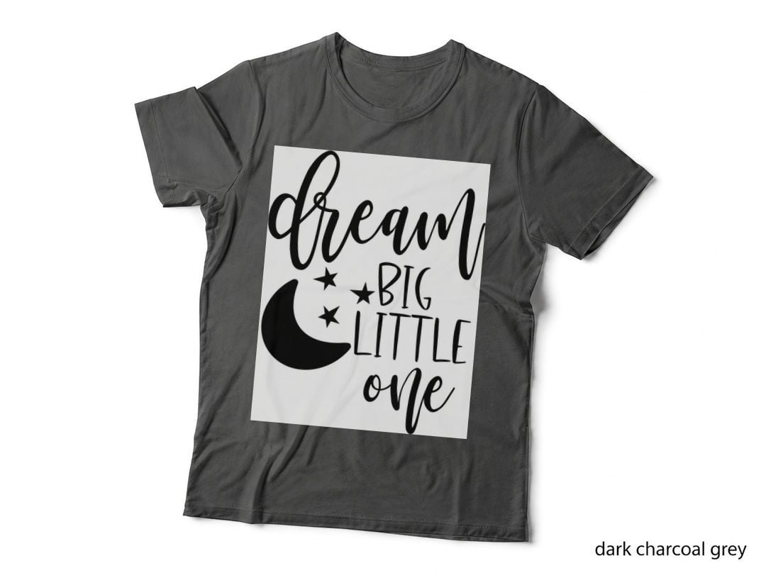Dream Big Little One Baby T-Shirt, Moon and Stars with Inspirational Graphic