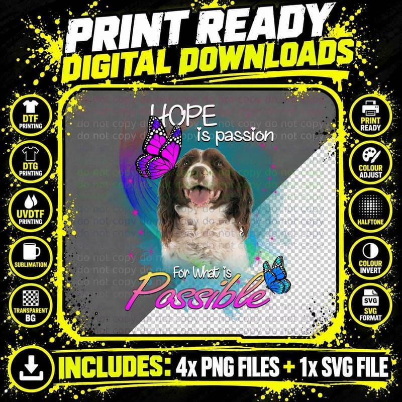 English Springer Spaniel Hope Passion T-Shirt Png SVG Digital Bundle