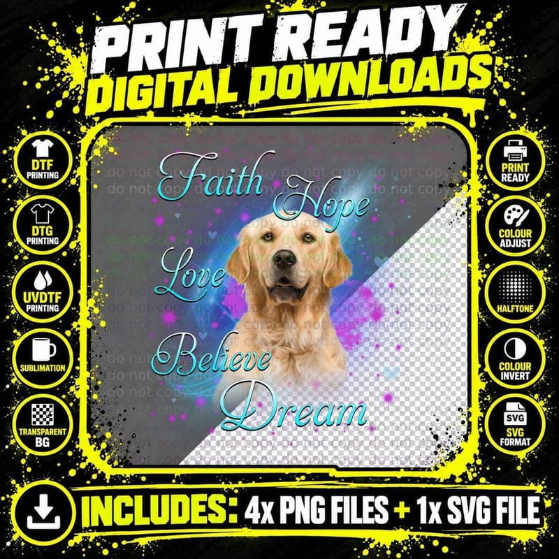 Golden Retriever T-Shirt, Inspirational Quotes Png SVG Digital Bundle