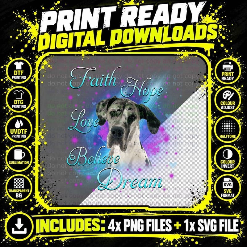 Great Dane T-Shirt, Inspirational Quotes Png SVG Digital Bundle