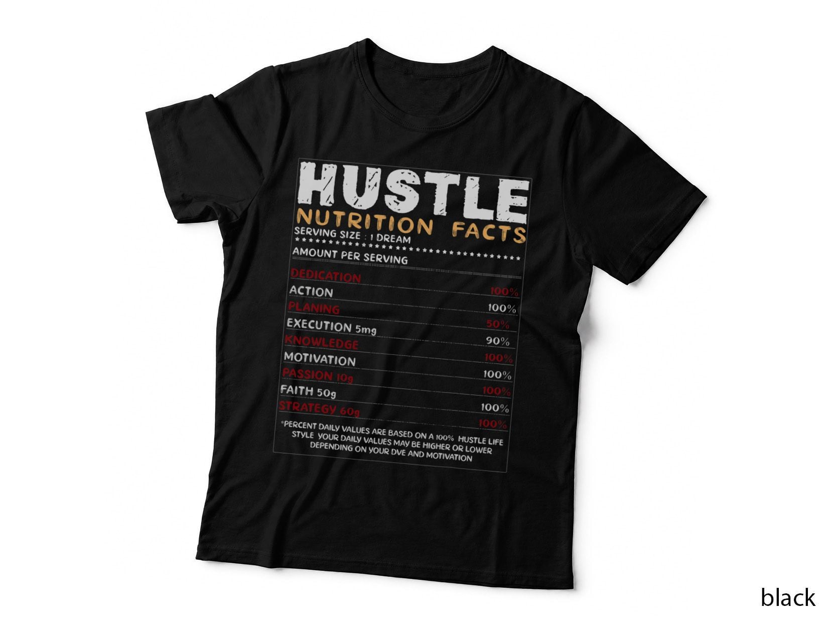 Hustle Nutrition Facts for Hustle Hard T-Shirt
