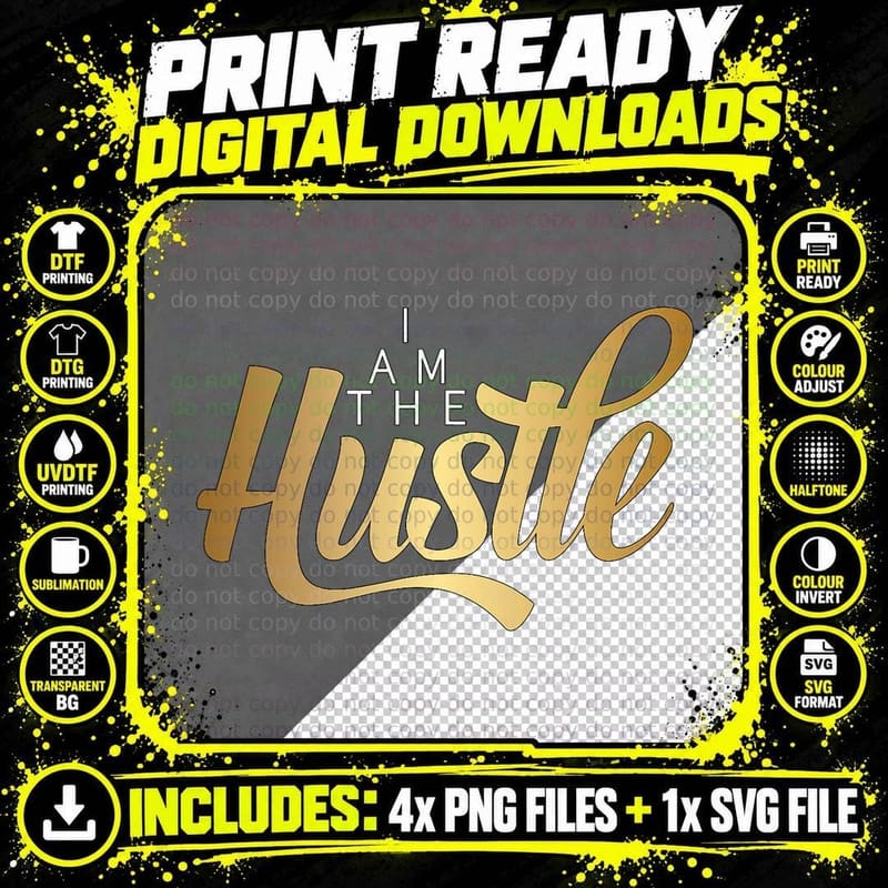 I Am the Hustle Black Business Owner T-Shirt Png SVG Digital Bundle