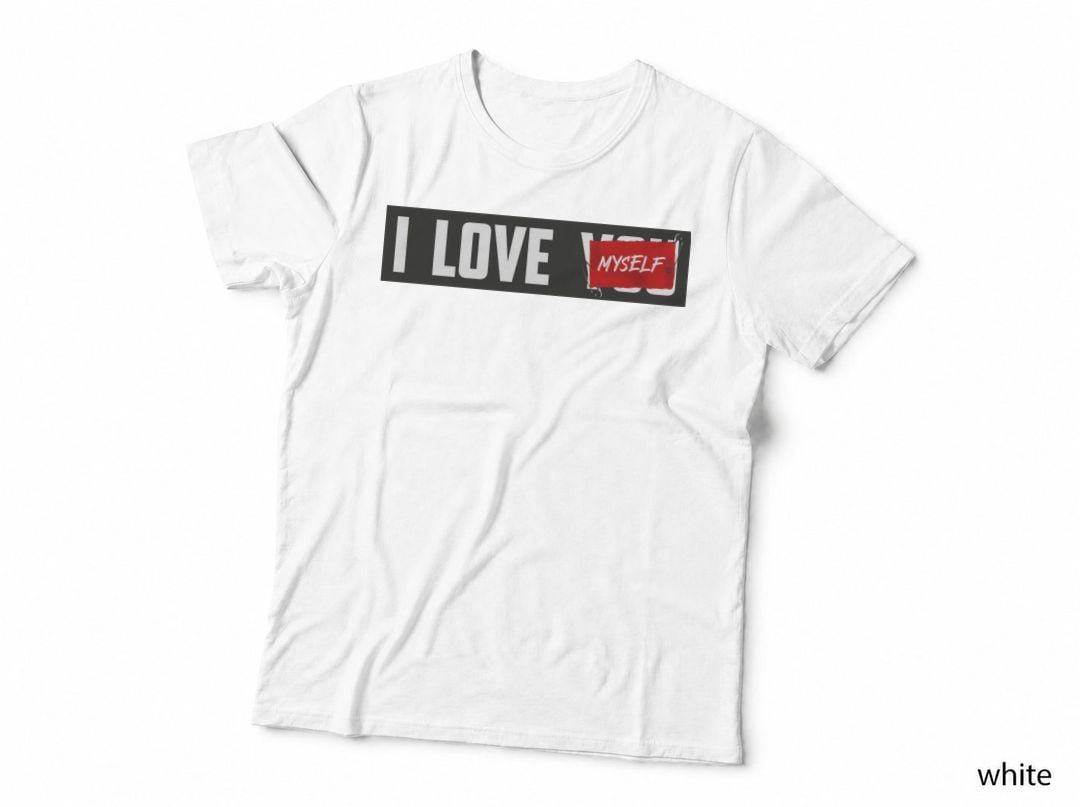 I Love Myself Self-Love Text Heart Motivational Inspirational T-Shirt