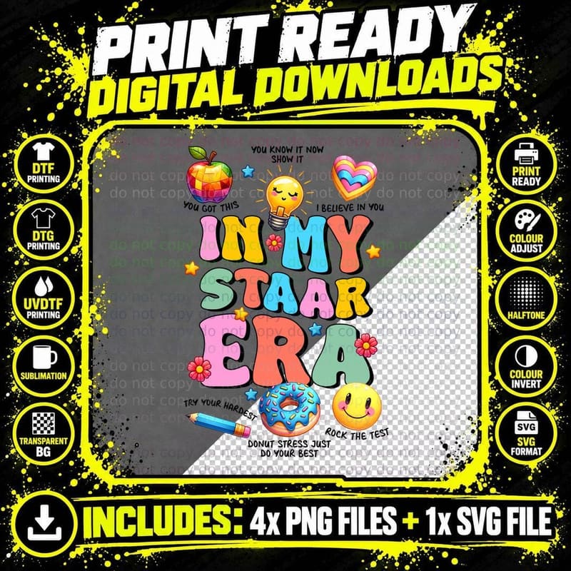 In My Staar Era T-Shirt, Colorful Motivational Icons Png SVG Digital Bundle