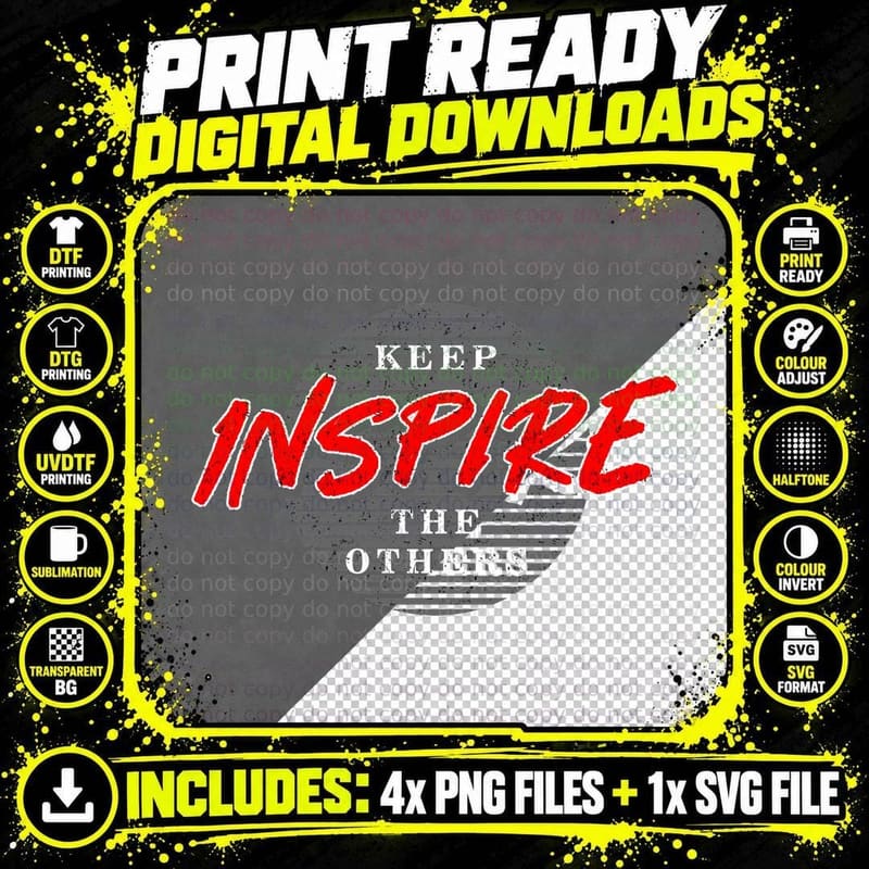 Inspire Keep the Others Red Italic Text Circle Png SVG Digital Bundle