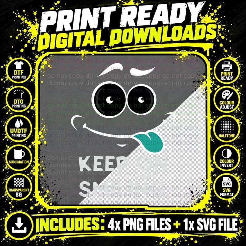 Keep on Smiling T-Shirt, Inspirational Quote Png SVG Digital Bundle