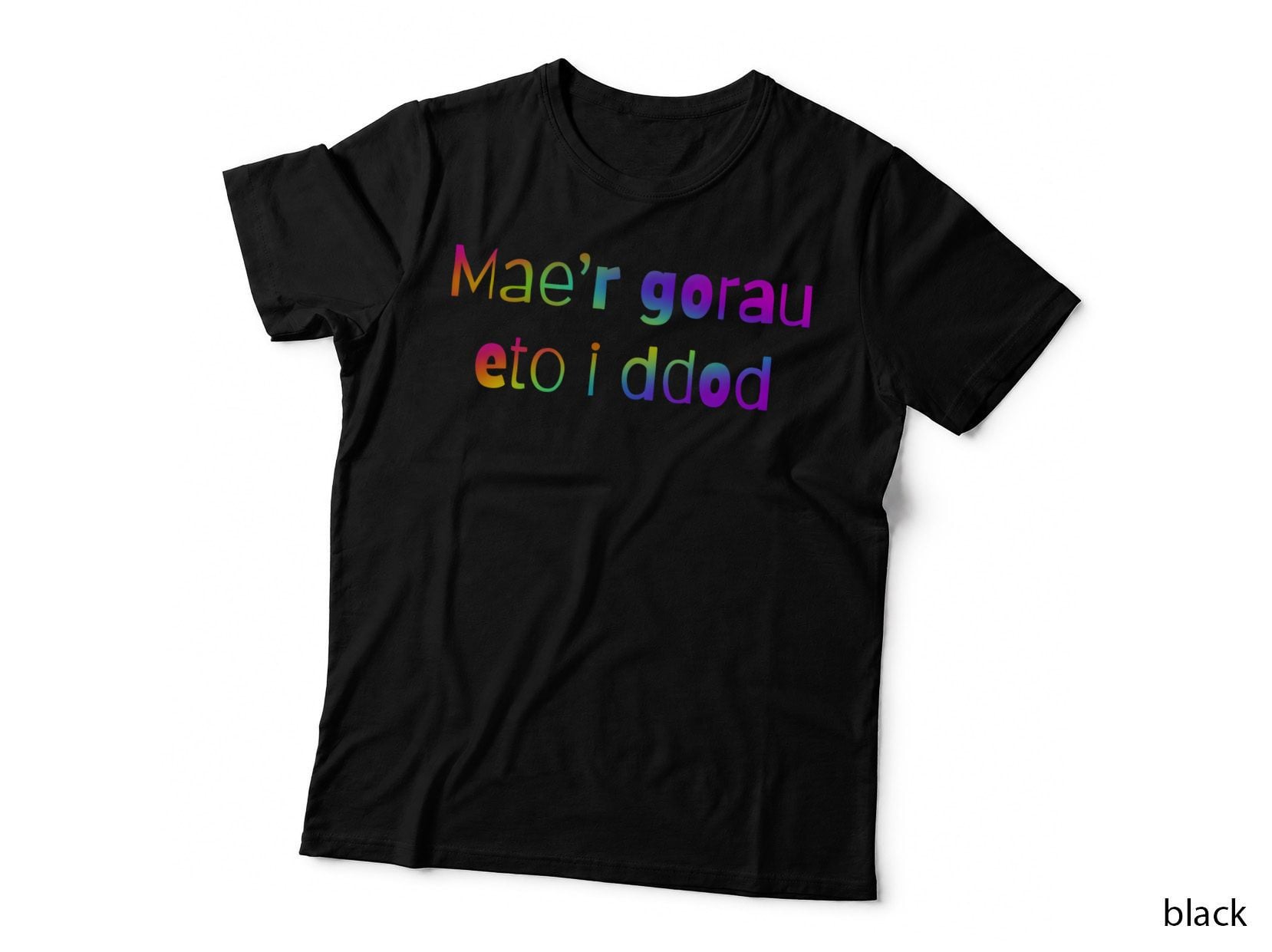 Mae'r Gorau Eto I Ddod Handwritten Rainbow Gradient Welsh Motivational T-Shirt