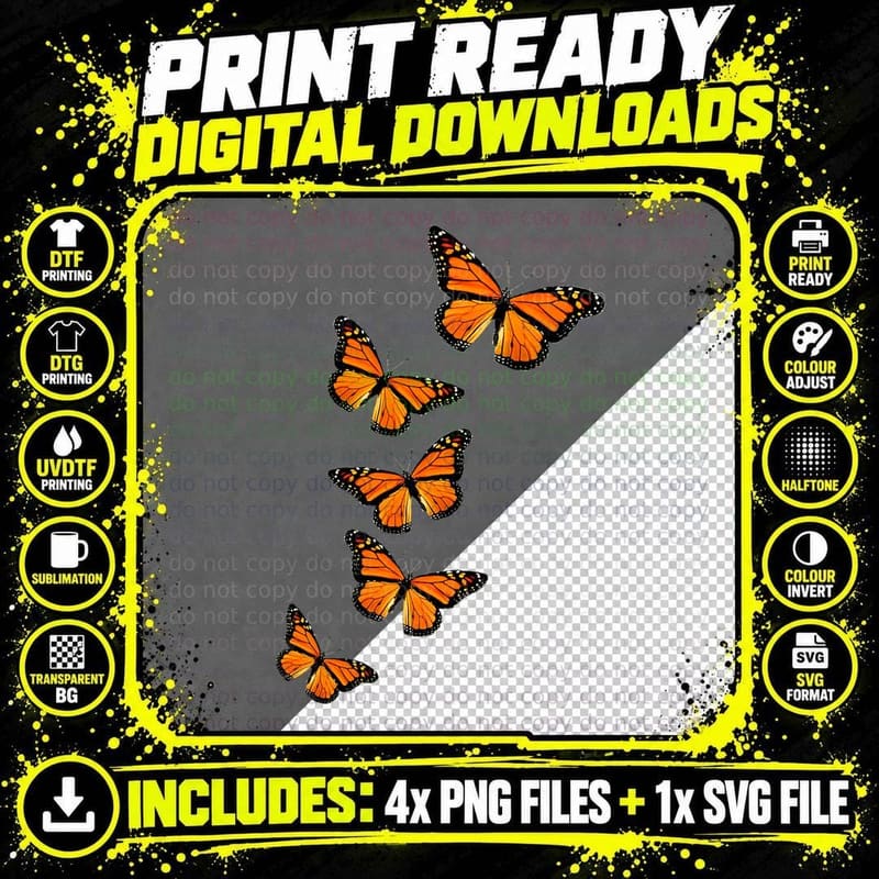 Monarch Butterflies Inspirational Nature Lovers T-Shirt Png SVG Digital Bundle