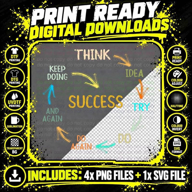 Motivational Quote Motivation Success Inspiration Png SVG Digital Bundle